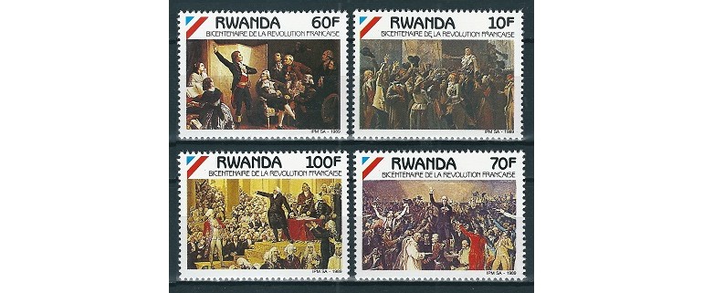 RWANDA 1990 - PICTURA, REVOLUTIA FRANCEZA - SERIE DE 4 TIMBRE - NESTAMPILATA - MNH / pictura291